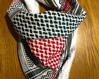 Bufanda de la bandera de Palestina, Keffyeih de alta calidad, bufanda árabe Hatta, Bandana Kofya Kuffyieh, tejido cosido NO impreso, mezclado 4 colores