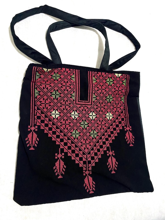 Embroidery Palestine Tote Red Bag, Keffiyeh Scarf, Tatreez