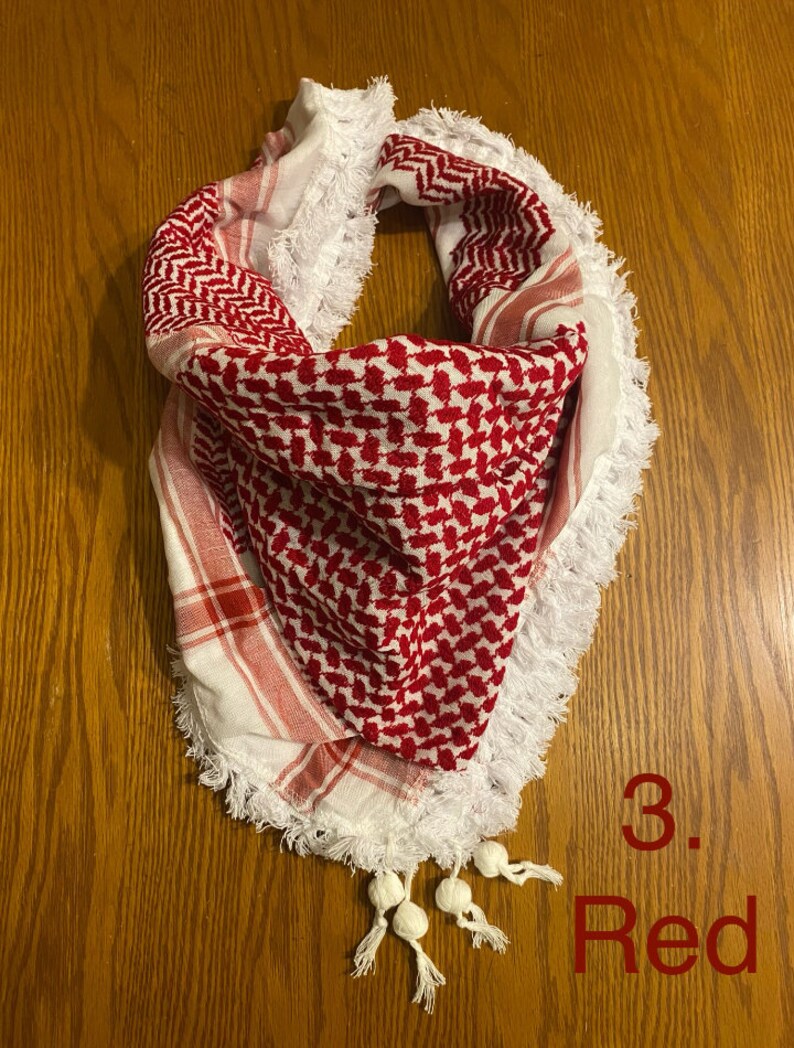 Palästina-arabischer Schal, gewebt, genäht, NICHT bedruckt, einzigartiger Keffiyeh-Gesichtsbezug, Kopfbedeckung, Bandana, Schal, Kofyah-Maske, Vintage-Kleid Hatta Shemagh 3. Red Shemagh