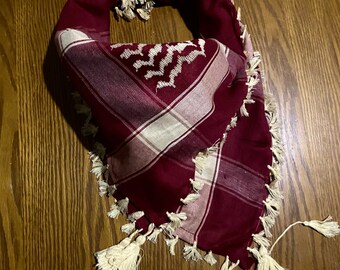 Unique Sahara Arab Scarf , Desert Bandana face Cover, Palestine Keffiyeh Headwear, Windproof Mask,vintage dress Hatta Shemagh mixed Red Gold