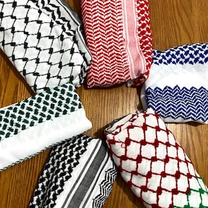 パレスチナのアラブスカーフ、織りステッチ、プリントなし、ユニークなケフィエフェイスカバー、ヘッドウェアバンダナ、ショールコフィヤマスク、ヴィンテージドレスハッタシェマグ