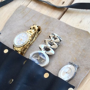 Custodia a rotolo per orologi, vera pelle, custodia per orologi, regalo per riporre gli orologi per il marito, regalo da viaggio, regalo per papà, custodia per organizer a rotolo per esposizione