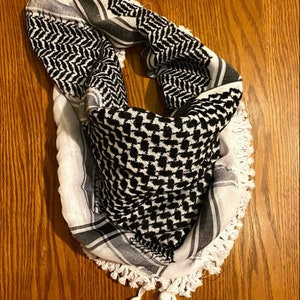 Palästina-arabischer Schal, gewebt, genäht, NICHT bedruckt, einzigartiger Keffiyeh-Gesichtsbezug, Kopfbedeckung, Bandana, Schal, Kofyah-Maske, Vintage-Kleid Hatta Shemagh 5. Grey Keffiyeh