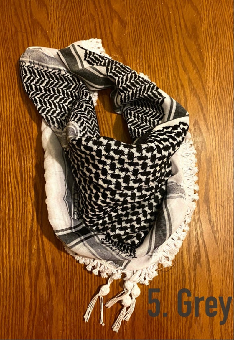 Palestine Arab Scarf, Woven Stitched, NOT Printed,Unique Keffiyeh faceCover, Headwear Head wrap,Shawl Mask,Vintage Mask Dress Hatta Shemagh 5. Grey Keffiyeh