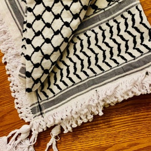 Palestina Arabische sjaal, geweven gestikt, NIET bedrukt, unieke Keffiyeh faceCover, hoofddeksels Bandana, sjaal Kofyah masker, vintage jurk Hatta Shemagh afbeelding 1