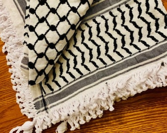 Bufanda árabe palestina, tejida cosida, NO impresa, cubierta facial única de Keffiyeh, envoltura para la cabeza, máscara de chal, vestido de máscara vintage Hatta Shemagh