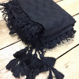 ブラック Keffyeih パレスチナ スカーフ、ユニークなアラブ スカーフ フェイスカバー、ヘッドウェア、ヴィンテージ ドレス Hatta Shemagh Kuffyieh ユニセックス フェイスマスク 織りステッチ