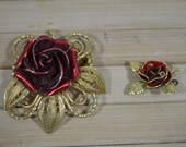 Brooch pendant 2pcs. Rosejewelry Chiseled 50s Rockabella Rockabilly Vintage Jewelry