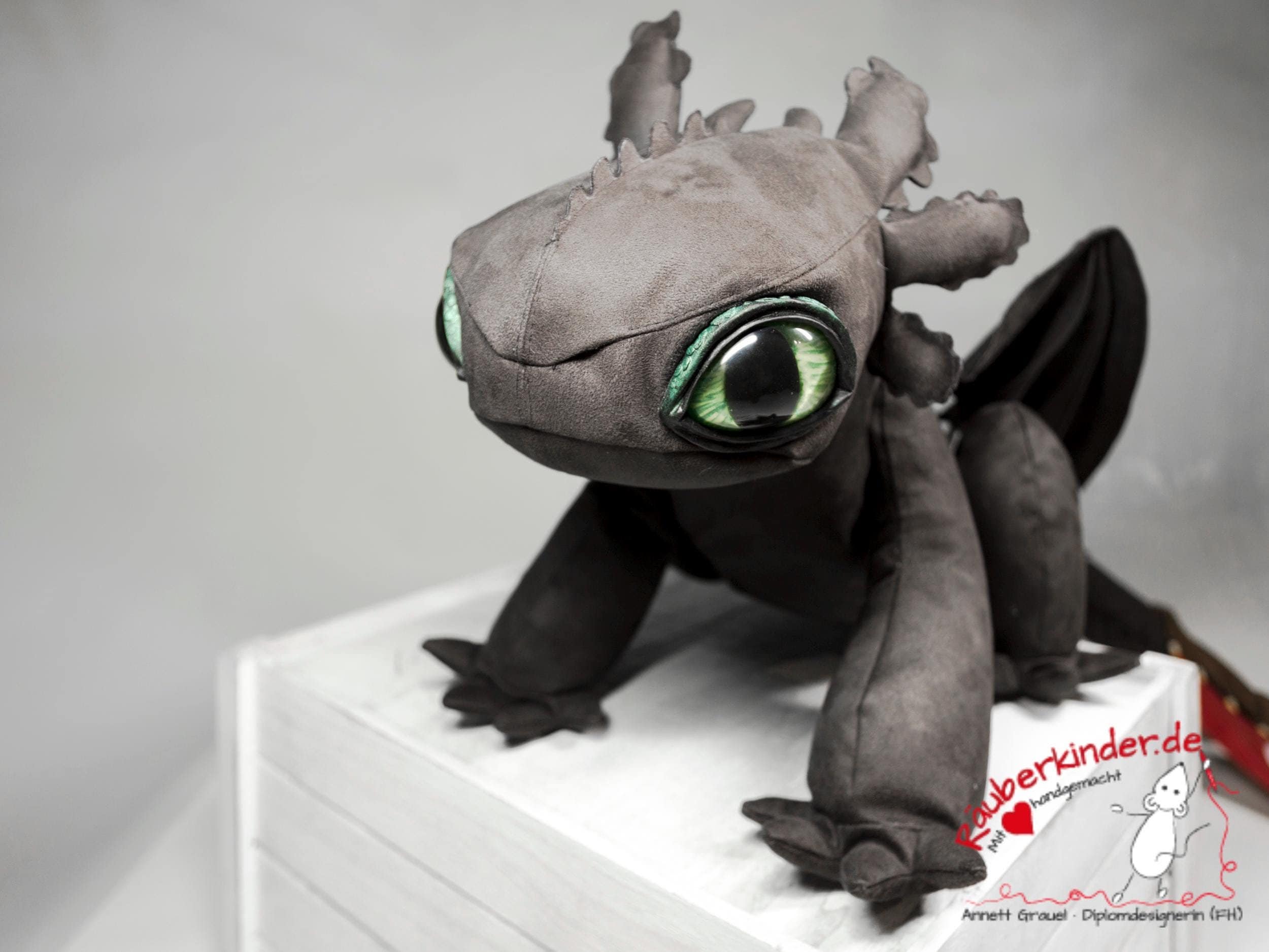 Toothless, Night Fury, Large, Handmade, Imitation Suede, Movable
