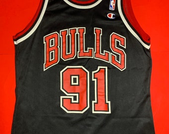 Dennis Rodman Chicago Bulls Champion Vintage 90s Black Jersey Set