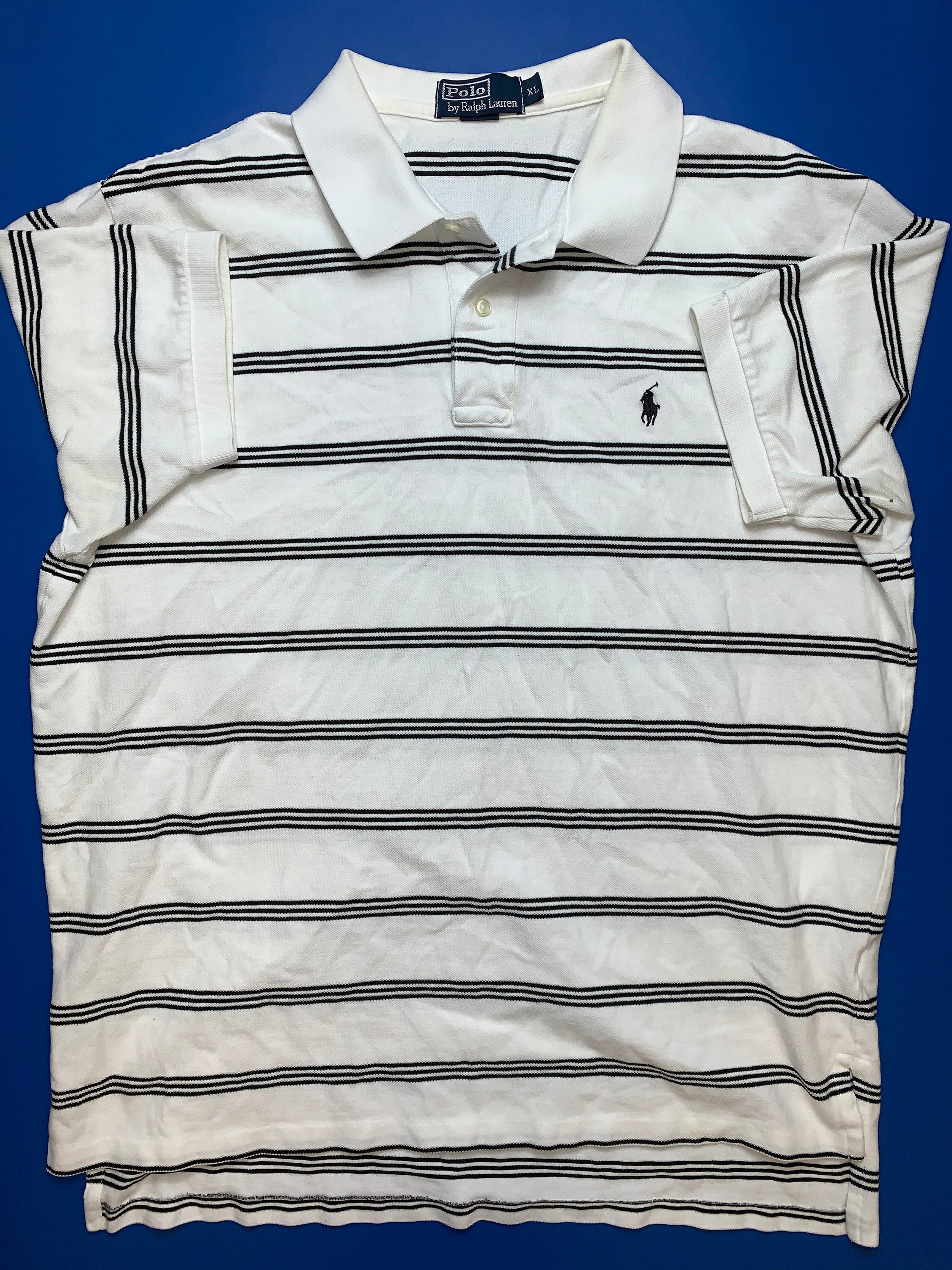 ralph lauren black and white striped polo shirt