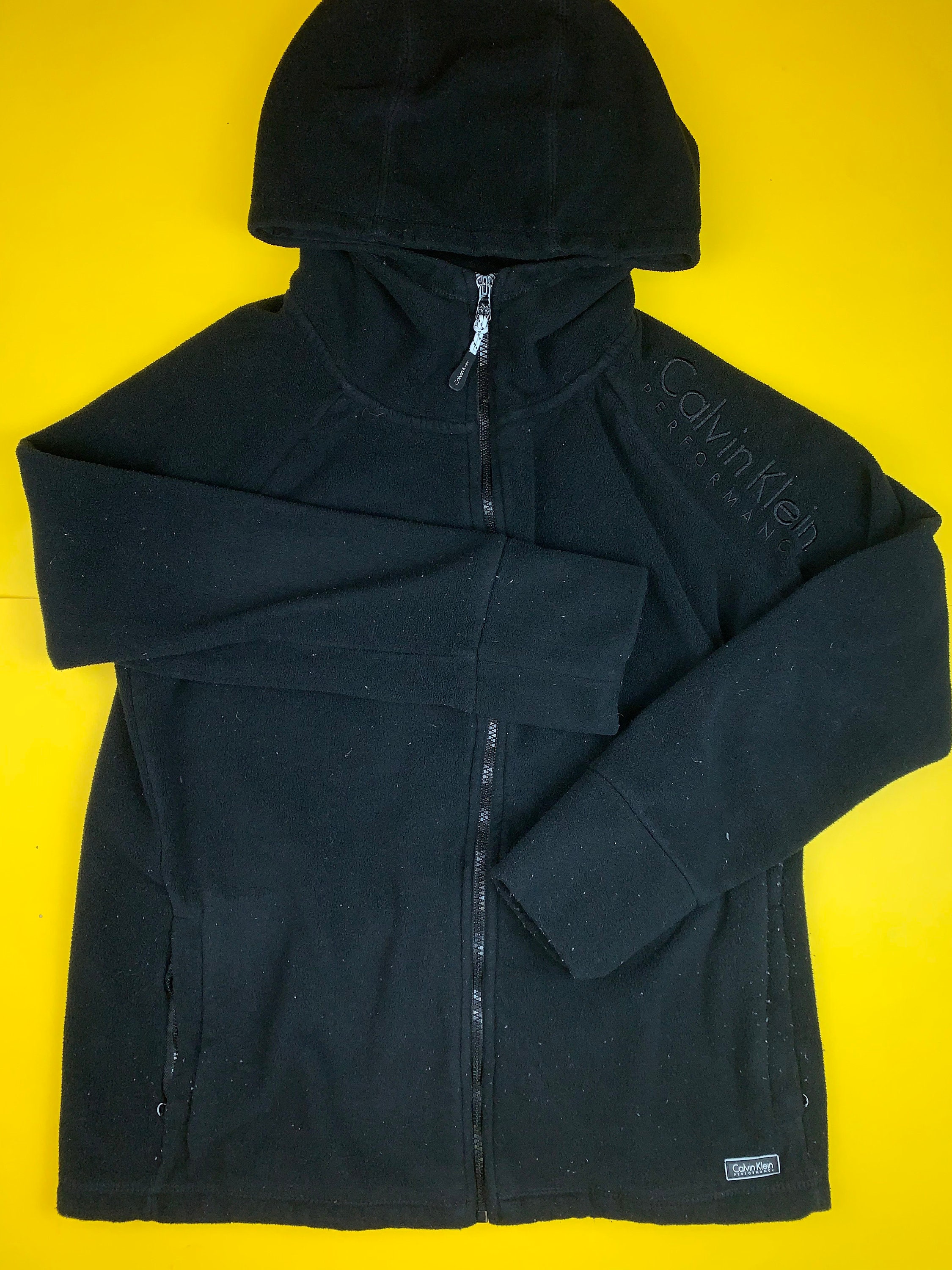 Black calvin klein zip hoodie sales