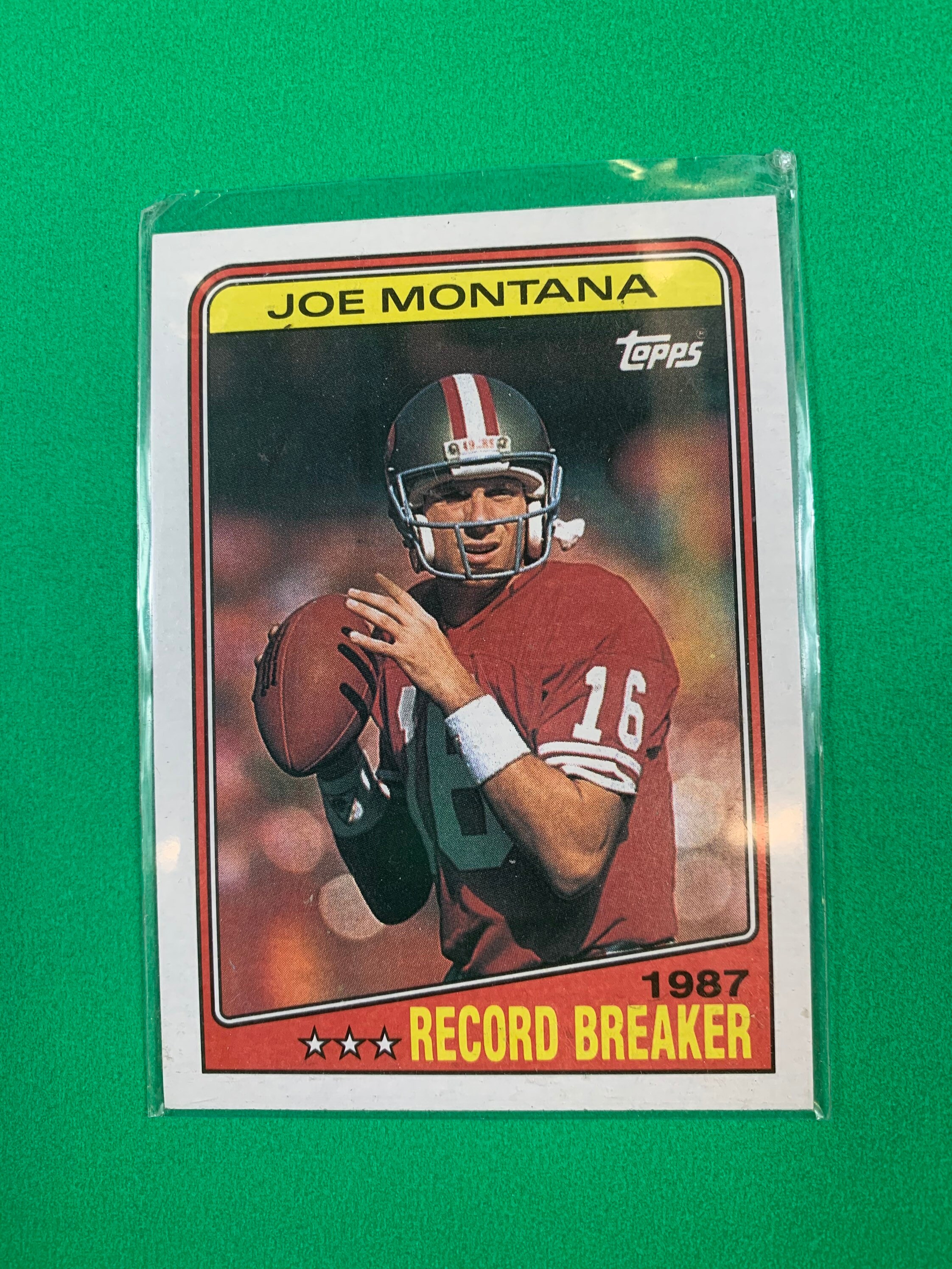 Joe Montana 1987 Record Breaker Card Topps NFL Football San Etsy
