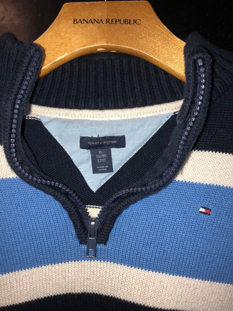Tommy Hilfiger Youth XL Sweater Cardigan Dress Zip Up Vintage Boys