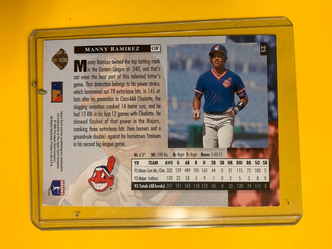 Manny Ramirez Rookie Card 1994 Upper Deck MLB Baseball Etsy