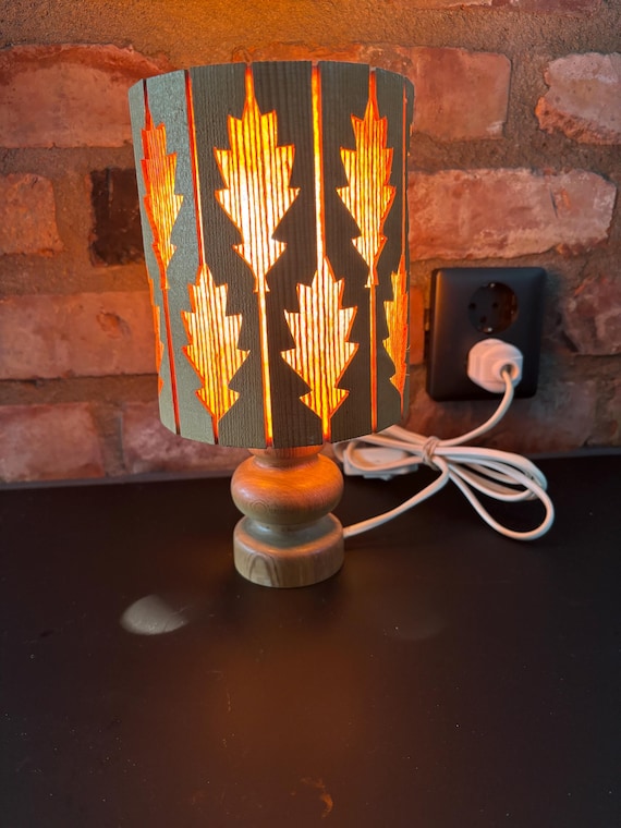 One Vintage Swedish pine Table lamp