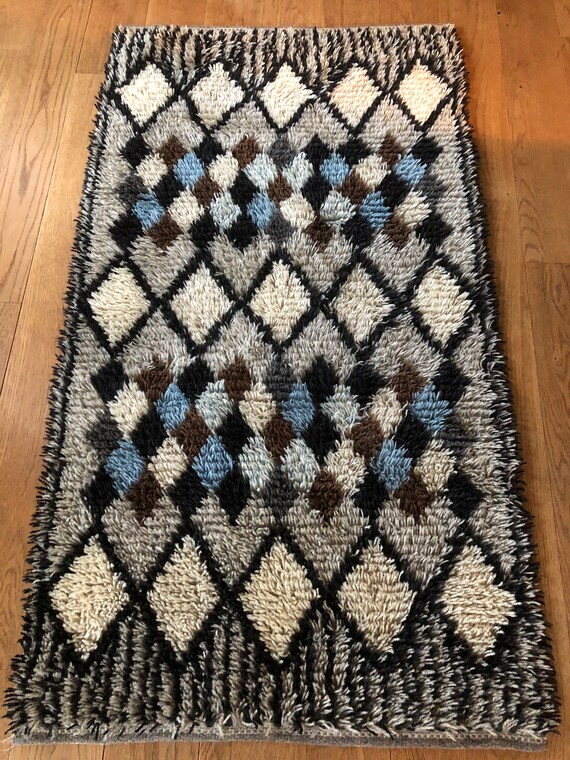 Rya shag rug 60s modern design Sweden colorful vintage | Etsy