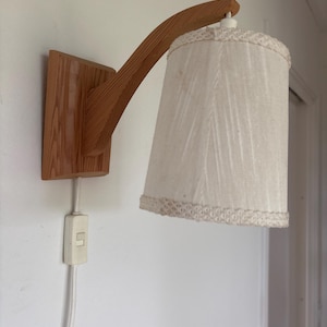 Vintage Swedish Pine Wood Wall Lamp, , 1970s sconce original