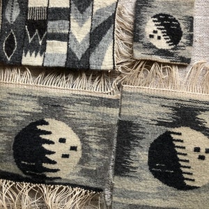 4 vintage WALL HANGING / Wall decor / Swedish/ tapestry / Hand made / Scandinavian / Wool  /Flemish weaving/ art/monochrome