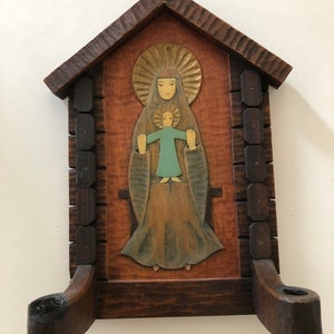 Vintage antique Swedish Hand Carved /  Signed Wooden sculpture, portrait of Jesus Christ and Maria, wall decor, vintage  religious art work