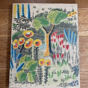 Vintage Wallhanger/print or painted/Home decor/retro/Sweden/Scandinavien/Folkart/art Ilse Roempke