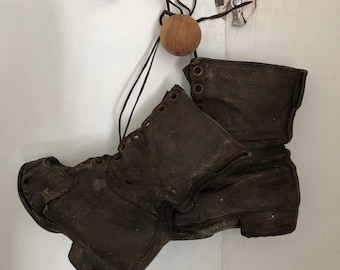 Vintage boots Antique children 1800s Sweden