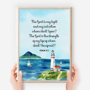 Printable Christian Bible Verse Instant Download, The Lord is my light and my salvation - Psalm 27:1
