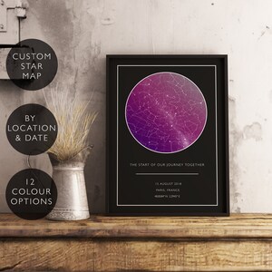 Stampa mappa stellare personalizzata Regalo di compleanno per anniversario personalizzato per lui La sua costellazione di matrimonio unica celeste Download digitale Mappa stellare