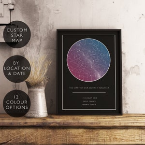 Custom Star Map Print Personalized Anniversary Birthday Gift Him Her Celestial Unique Wedding Constellation Digital Download Star Chart