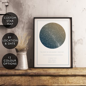 Stampa mappa stellare personalizzata Regalo di compleanno per anniversario personalizzato per lui La sua costellazione di matrimonio unica celeste Download digitale Mappa stellare