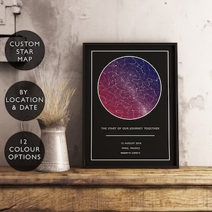 Carte des étoiles numérique personnalisée pour fiançailles, carte des étoiles, cadeau unique pour lui et elle, carte des étoiles personnalisée, cadeau pour un anniversaire de mariage