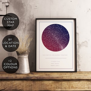 Carte des étoiles numérique personnalisée pour anniversaire, carte des étoiles, cadeau unique pour lui et elle, carte des étoiles personnalisée, cadeau pour baby shower