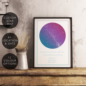 Custom Star Map Print Anniversaire personnalisé Cadeau d’anniversaire Lui Son Céleste Unique Mariage Constellation Téléchargement numérique Star Chart