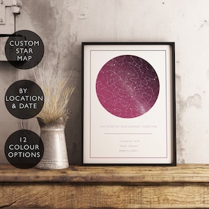 Custom Star Map Print Personalized Anniversary Birthday Gift Him Her Celestial Unique Wedding Constellation Digital Download Star Chart