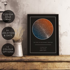 Custom Star Map Print Personalized Anniversary Birthday Gift Him Her Celestial Unique Wedding Constellation Digital Download Star Chart