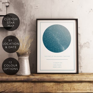 Custom Star Map Print Personalized Anniversary Birthday Gift Him Her Celestial Unique Wedding Constellation Digital Download Star Chart