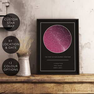 Custom Star Map Print Personalized Anniversary Birthday Gift Him Her Celestial Unique Wedding Constellation Digital Download Star Chart