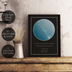 Custom Star Map Print Personalized Anniversary Birthday Gift Him Her Celestial Unique Wedding Constellation Digital Download Star Chart