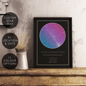 Custom Star Map Print Personalized Anniversary Birthday Gift Him Her Celestial Unique Wedding Constellation Digital Download Star Chart