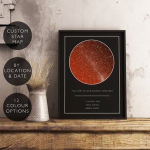 Carte personnalisée impression personnalisée anniversaire cadeau lui sa carte du ciel céleste mariage Unique Constellation téléchargement numérique