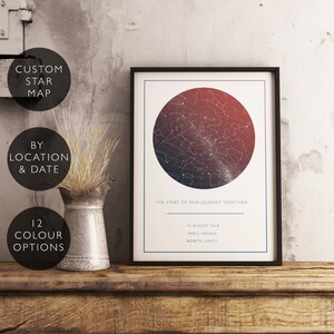 Impression de carte des étoiles personnalisée, cadeau d'anniversaire personnalisé pour lui, constellation de mariage Unique céleste en téléchargement numérique, carte des étoiles