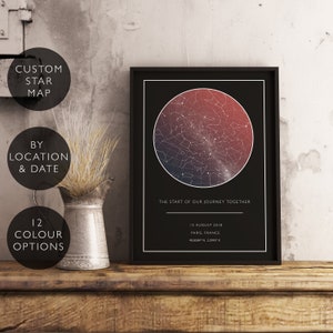 Aangepaste Sterrenkaart Print Gepersonaliseerde Verjaardag Verjaardag Cadeau Hem Haar Hemelse Unieke Bruiloft Constellation Digitale Download Star Chart