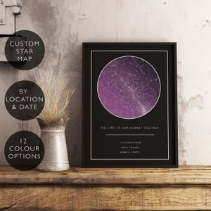 Custom Star Map Print Personalized Anniversary Birthday Gift Him Her Celestial Unique Wedding Constellation Digital Download Star Chart