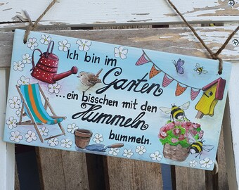 Gartenschild, Holzschild mit Spruch, Türschild, Deko, Wandkunst, Garten