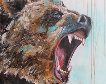 Bear II; Original acrylic painting on canvas; Wall Art