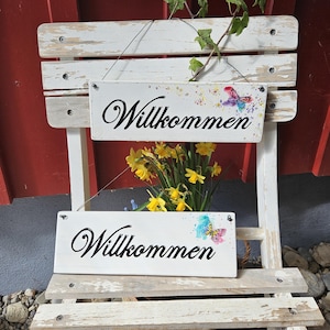Door sign, garden sign, welcome, wooden sign with saying, country house style, sign for hanging, decoration, wall art,