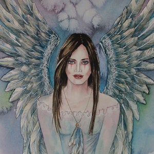 Original Painting, Angel, Portrait Painting, Wall Art, Watercolor Painting