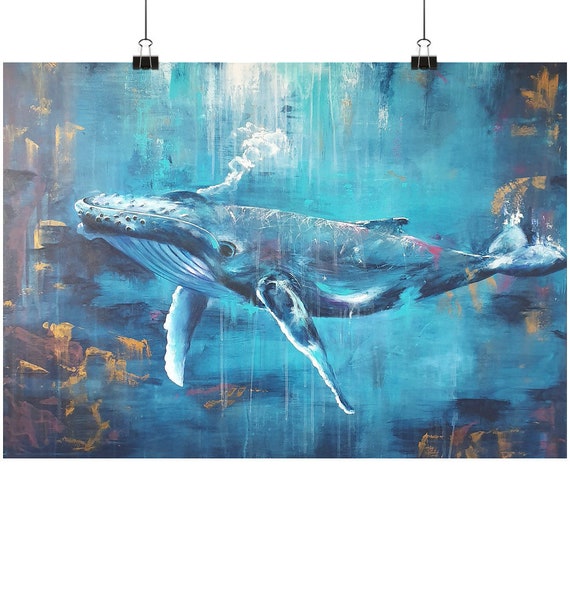 Poster Blue Whale Poster Din A3 transverse - Etsy
