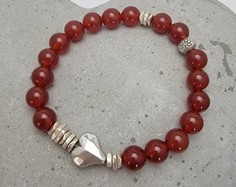 Heart-Inspired for SCAD Collection Carnelian & Sterling Silver Bracelet w/Faceted Heart