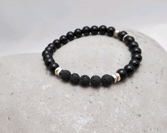 Black Tourmaline & Sterling Silver Lava Bead Diffuser Bracelet  – SOLFUL SIMPLE Collection